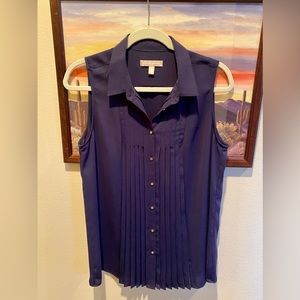 Banana Republic, darker blue, sleeveless, flowing dress top - size 10